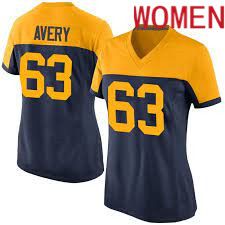 Women Green Bay Packers #63 Josh Avery Blue Nike Limited Player NFL Jersey->women nfl jersey->Women Jersey